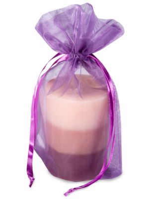 Organza Fabric Bags - 6 x 10", Purple S-10649PUR