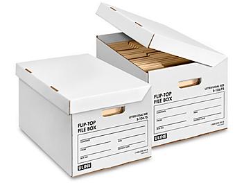 Flip-Top Storage File Boxes - 15 x 12 x 10", White S-10675