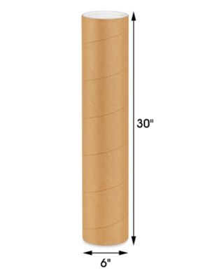 Kraft Mailing Tubes with End Caps - 1 1/2 x 36, .060 Thick - ULINE - Carton of 50 - S-5816