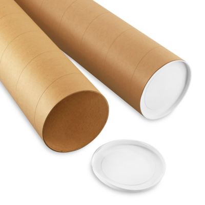 Jumbo Kraft Mailing Tubes with End Caps - 8 x 36", .125" thick S-10692