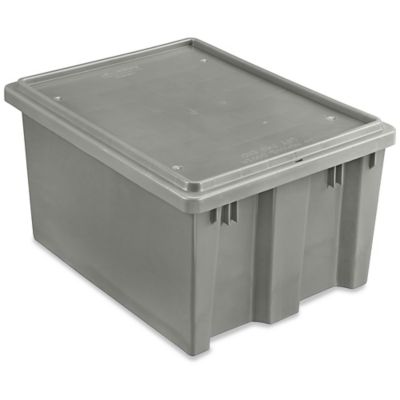 The Container Store 19-3/4 x 15-3/4 x 10-1/4 Large Grey Modular Stacking Crate - Each