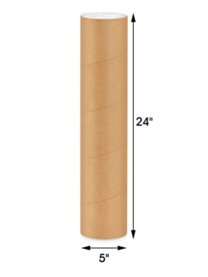 3in x 24in Heavy Wall Mailing Tubes w/ End Caps - Wholesale, 24/Case Chipboard