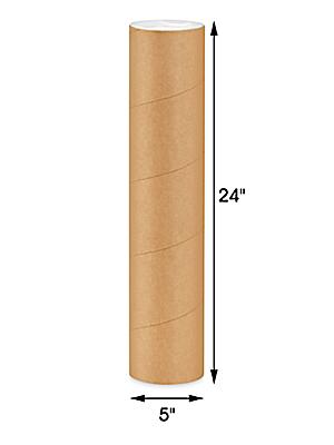 Jumbo Kraft Mailing Tubes with End Caps - 5 x 24, .125 Thick - ULINE - Carton of 15 - S-10723