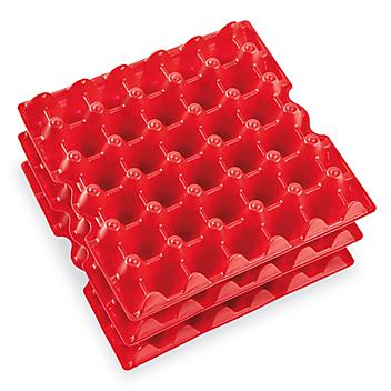 Egg Filler Flats - Plastic, 12 x 12", Red S-10735R