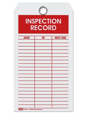 Machinery Tags - "Inspection Record" S-10744