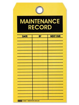 Machinery Tags - "Maintenance Record" S-10745