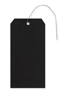 Plastic Tags - 6 1/4 x 3 1/8", Black, Pre-wired S-10749BL-PW