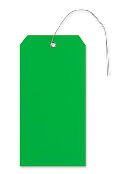 Plastic Tags - 6 1/4 x 3 1/8", Green, Pre-wired S-10749G-PW