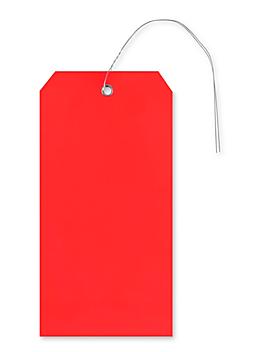 Plastic Tags - 6 1/4 x 3 1/8", Red, Pre-wired S-10749R-PW