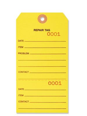 Repair Tags - #8, Yellow S-10752Y