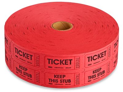 Double Raffle Tickets - Keep This Stub, Red S-10755 - Uline