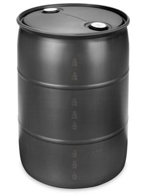 Plastic Drum - 55 Gallon, Closed Top, Black
