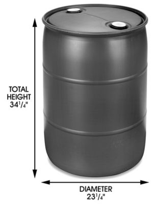 Plastic Drum - 55 Gallon, Closed Top, Black