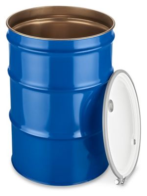 Steel Drum With Lid 55 Gallon Open Top Unlined Blue S 10758blu Uline 