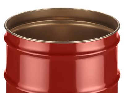 Steel Drum with Lid - 55 Gallon, Open Top, Unlined, Red S-10758R