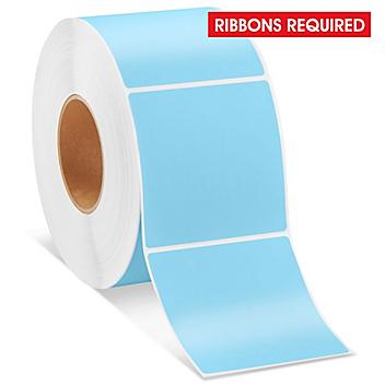 Industrial Thermal Transfer Labels - Blue, 4 x 4", Ribbons Required S-10767BLU