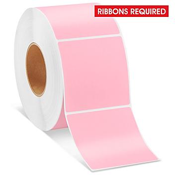Industrial Thermal Transfer Labels - Pink, 4 x 4", Ribbons Required S-10767P