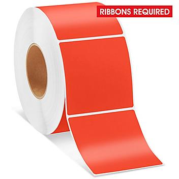 Industrial Thermal Transfer Labels - Red, 4 x 4", Ribbons Required S-10767R