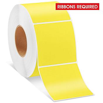 Industrial Thermal Transfer Labels - Yellow, 4 x 4", Ribbons Required S-10767Y