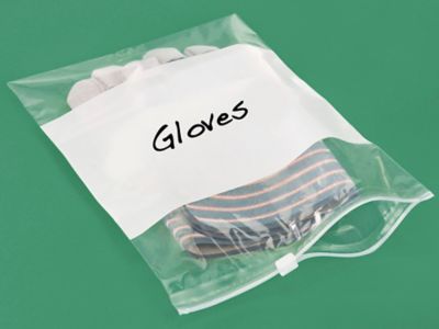 9 x 12" White Block Slider Zip Bags S-11148