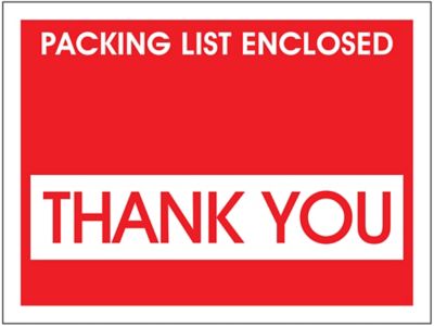"Packing List Enclosed/Thank You" Full-Face Envelopes - Red, 4 1/2 x 5 1/2"