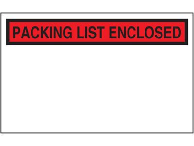 "Packing List Enclosed" Banner Envelopes - Red, Top Loading, 10 3/4 x 6 3/4" S-11199