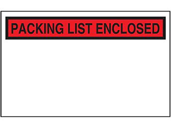 "Packing List Enclosed" Banner Envelopes - Red, Top Loading, 10 3/4 x 6 3/4" S-11199