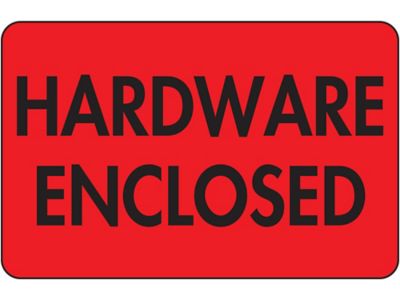 Fluorescent Shipping Labels - "Hardware Enclosed", 2 x 3"