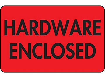 Fluorescent Shipping Labels - "Hardware Enclosed", 2 x 3"