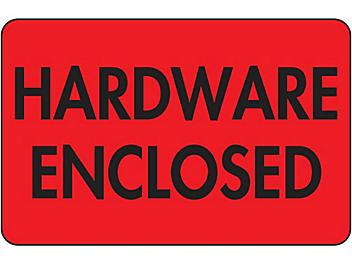 Fluorescent Shipping Labels - "Hardware Enclosed", 2 x 3" S-1125