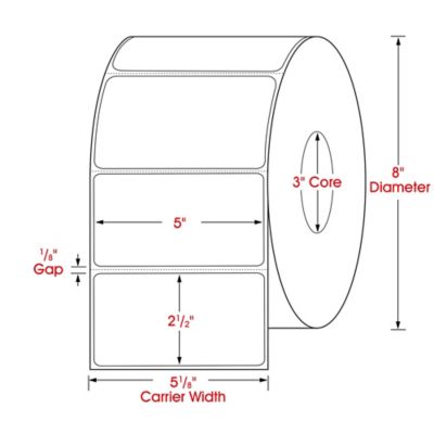  2 X 1 Thermal Transfer Labels, 1 core, 5 OD