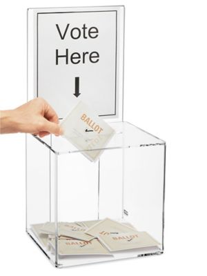 Acrylic Ballot Box - Clear, 10 x 10 x 10" S-11328