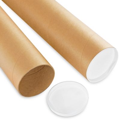 Kraft Mailing Tubes with End Caps - 4 x 72", .125" thick S-11336