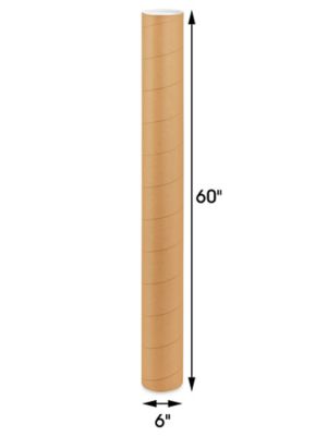 Jumbo Kraft Mailing Tubes with End Caps - 6 x 60
