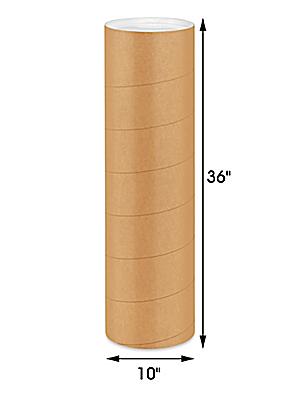 Jumbo Kraft Mailing Tubes with End Caps - 10 x 36, .125 Thick - ULINE - Carton of 8 - S-11340