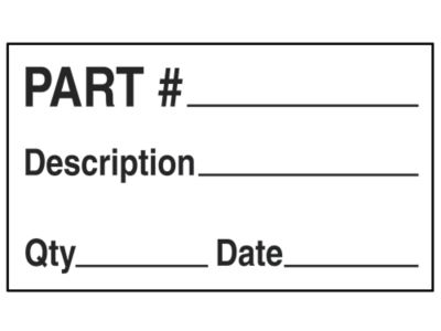 Production Labels - "Part # _____ /Description _____", 3 x 5" S-11387