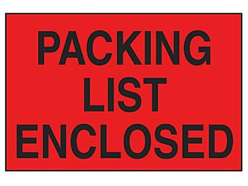 "Packing List Enclosed" Label - 2 x 3" S-11388