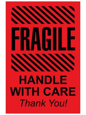"Fragile/Handle with Care/Thank You" Label - 2 x 3" S-11389