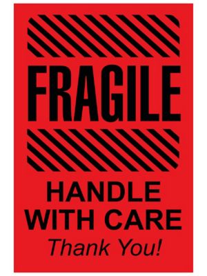 Handle With Care, Fragile Shipping Label, 3 x 2