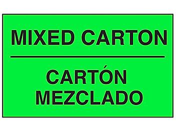 Bilingual English/Spanish Labels - "Mixed Carton", 3 x 5" S-11392