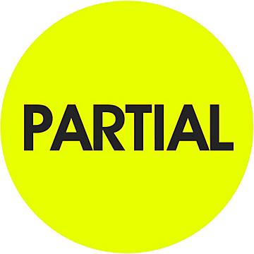 Etiquetas Adhesivas Circulares para Control de Inventario - "Partial", 2"