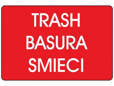 Disposal/Trash Labels - "Trash/Basura/Smieci", 2 x 3" S-11402