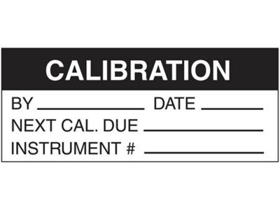 Étiquettes adhésives d'inspection en tissu de vinyle – « Calibration », noir