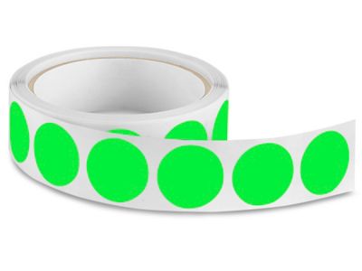 Removable Adhesive Circle Labels - Fluorescent Green, 1 S-11441G - Uline