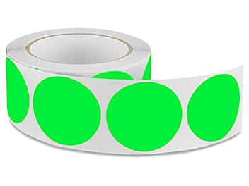 Removable Adhesive Circle Labels - Fluorescent Green, 2" S-11442G