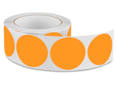 Removable Adhesive Circle Labels Fluorescent Orange, 2" S11442O Uline