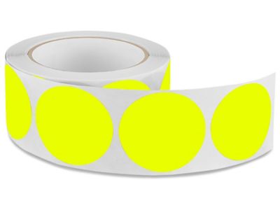 Removable Adhesive Circle Labels - Fluorescent Yellow, 2" S-11442Y