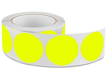 Removable Adhesive Circle Labels - Fluorescent Yellow, 2" S-11442Y