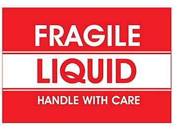 "Fragile Liquid/Handle with Care" Label - 2 x 3" S-11443