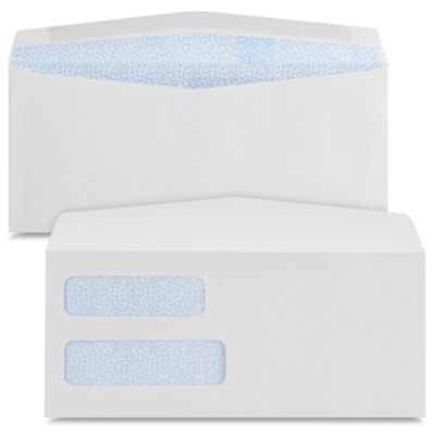 10 Machinable White Business Envelopes with Double Window - 4 1/8